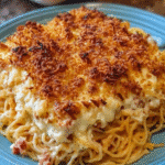 Baked Cream Cheese Spaghetti Casserole Heaven awaits you! 6 Baked Cream Cheese Spaghetti Casserole Heaven