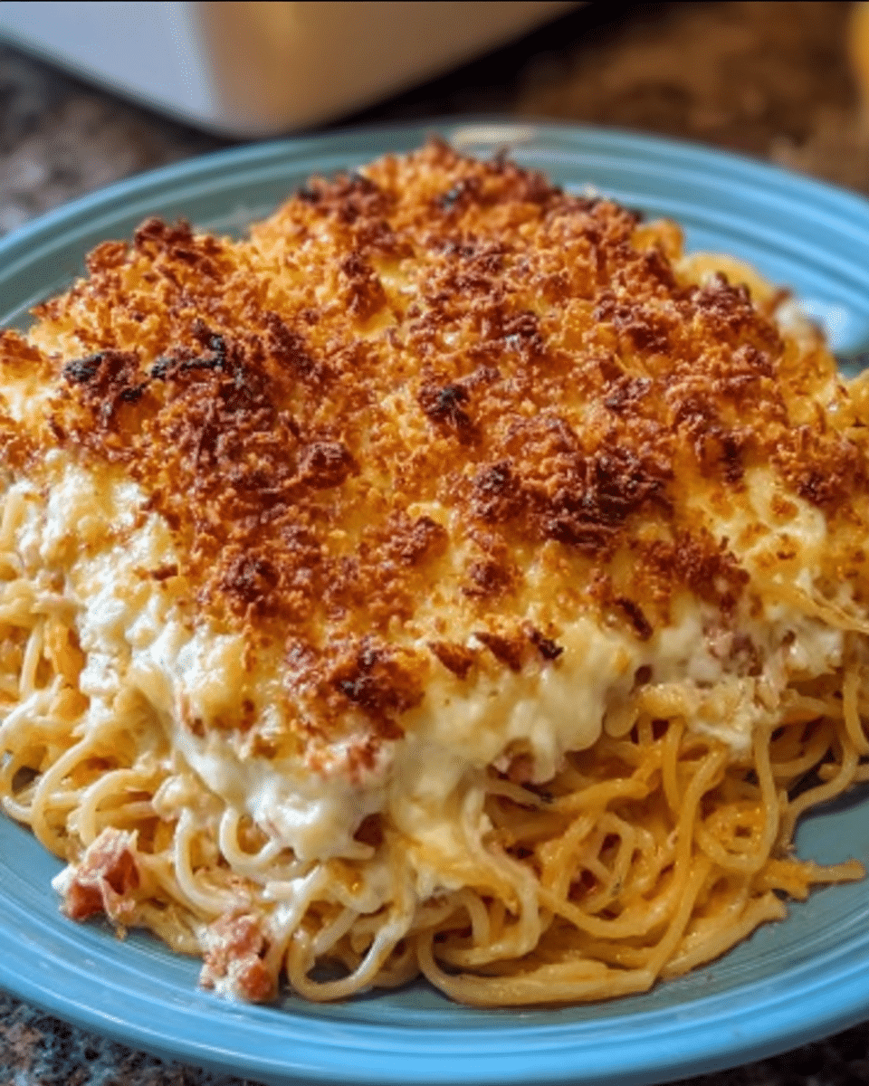 Baked Cream Cheese Spaghetti Casserole Heaven