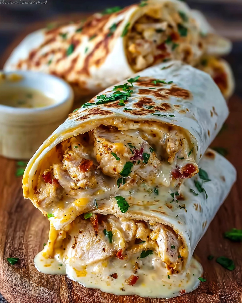 Cheesy Garlic Chicken Wraps