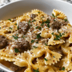 Creamy Parmesan Garlic Beef Bowtie Pasta is Delicious! 6 Creamy Parmesan Garlic Beef Bowtie Pasta