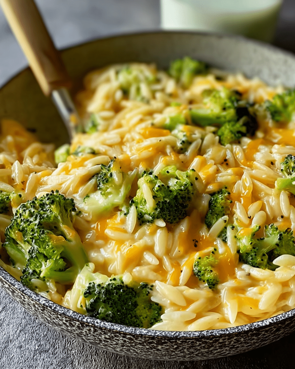 One-Pan Cheesy Broccoli-Cheddar Orzo