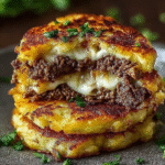 Potato Pancakes with Savory Beef and Cheese Delight You! 6 Potato Pancakes with Savory Beef and Cheese