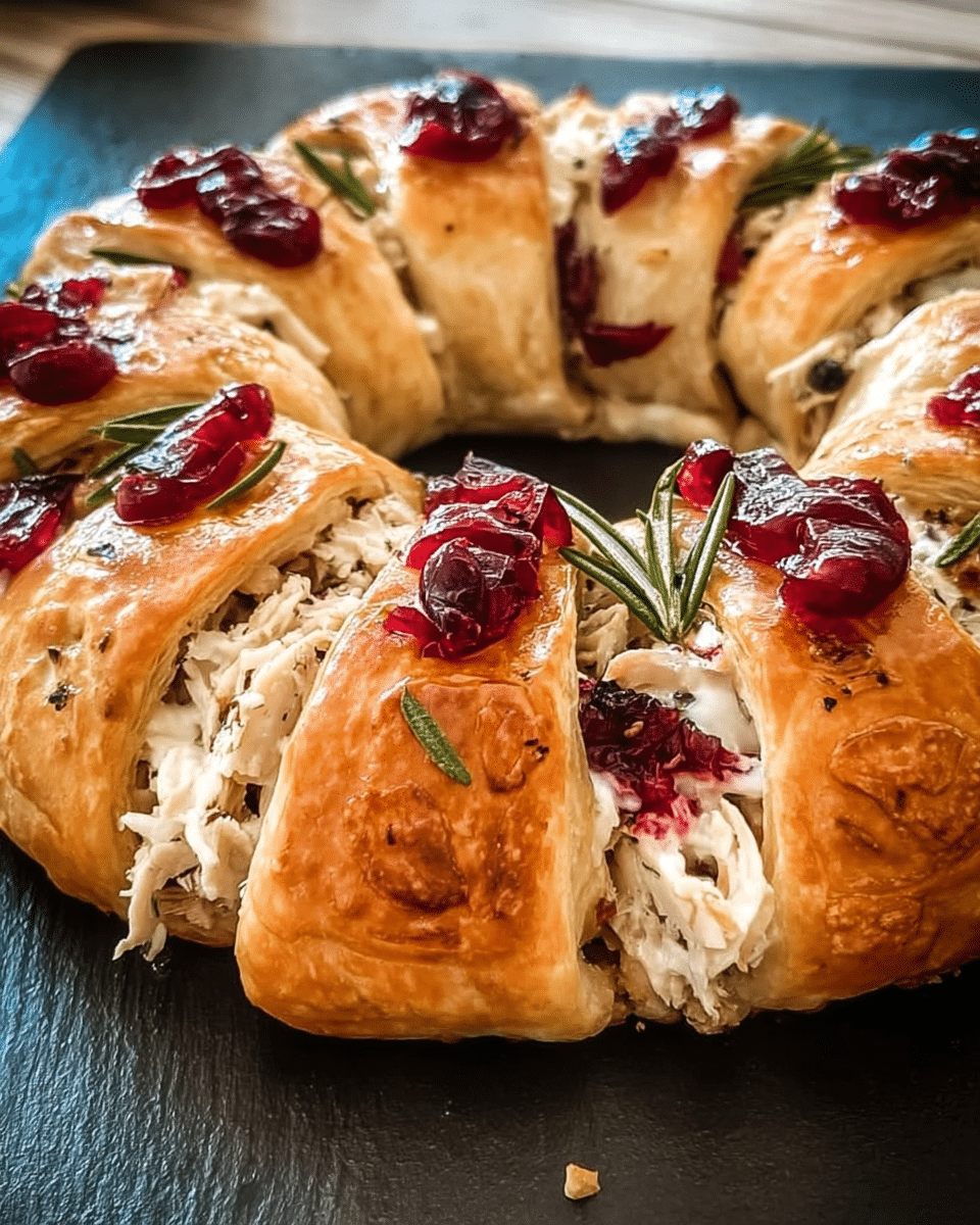 Savory turkey and cranberry crescent ring