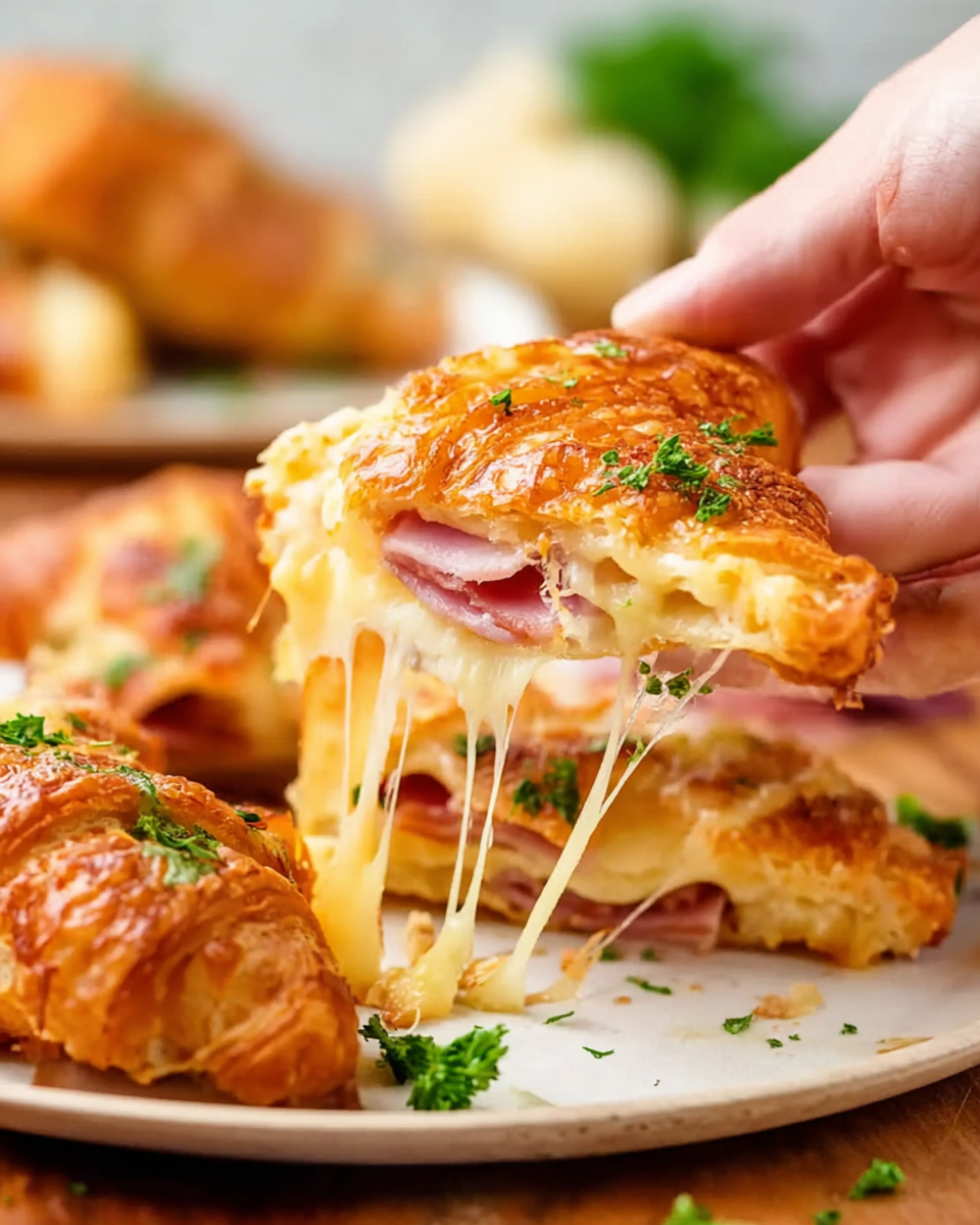 Baked Ham and Cheese Croissants