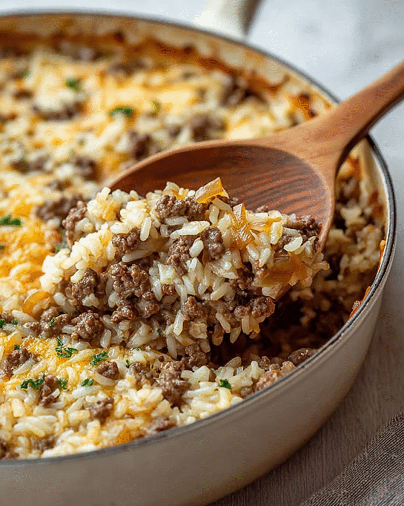 French Onion Beef Rice Casserole is a must-try dish! 11 French Onion Beef Rice Casserole