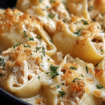 Garlic Butter Chicken Alfredo Stuffed Shells