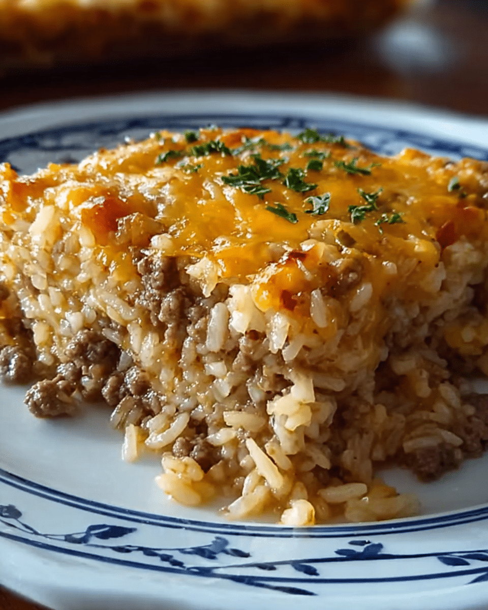 Cheesy ground beef rice casserole: a family favorite meal! 8 cheesy ground beef rice casserole