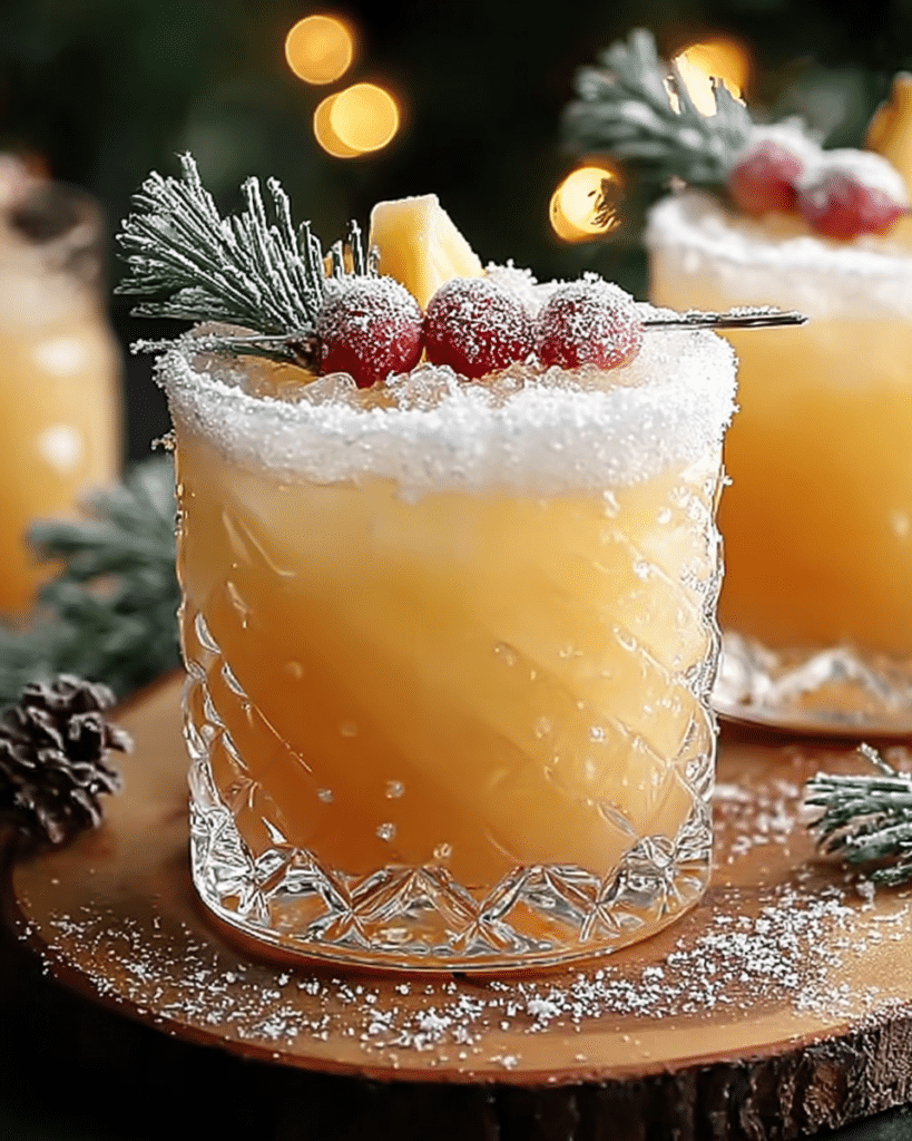 Festive snowy pineapple punch for Christmas parties and winter gatherings