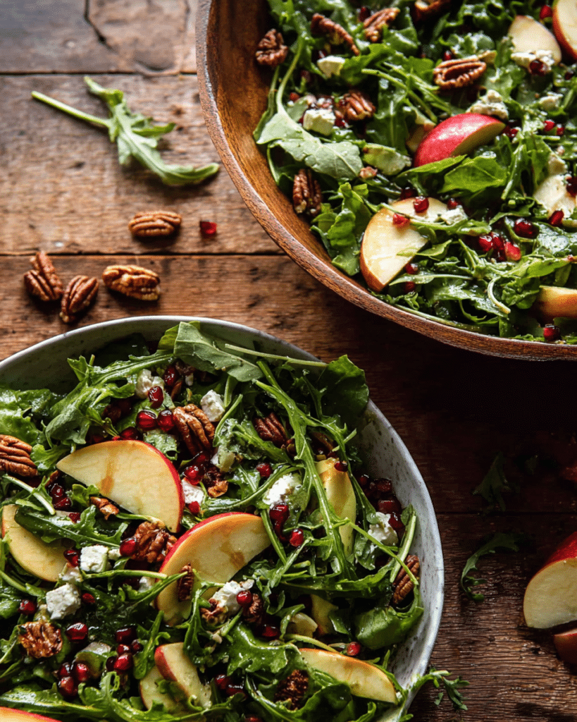 Autumn salad recipe with apples, feta, and seasonal fall produce