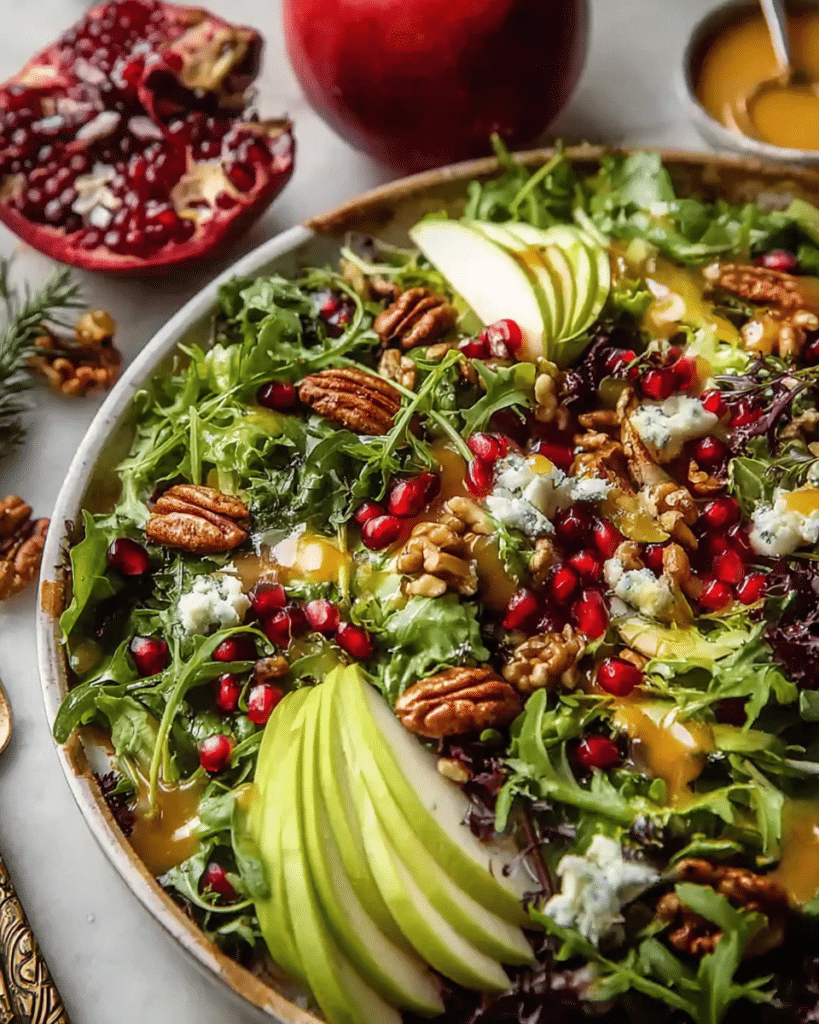 Pretty winter Christmas salad perfect for Christmas dinner side dishes