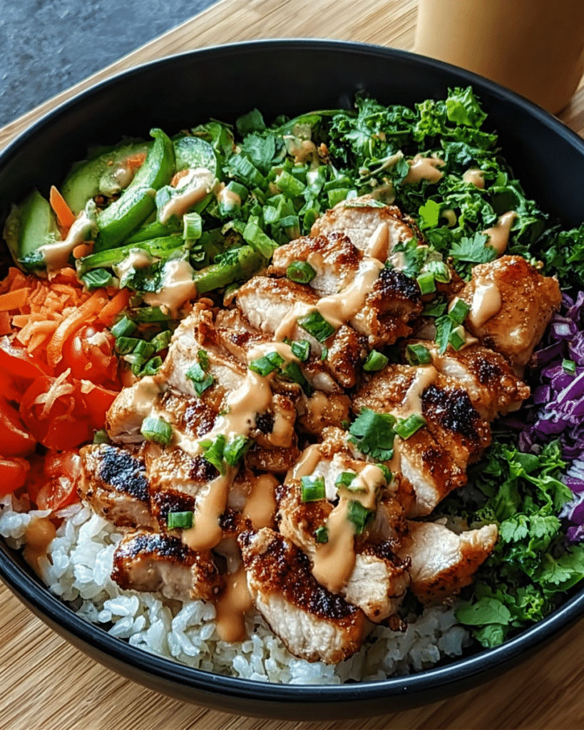 Thai Peanut Chicken Bowl: The Ultimate Quick Recipe! 7 One bowl Thai peanut chicken dinner with vegetables