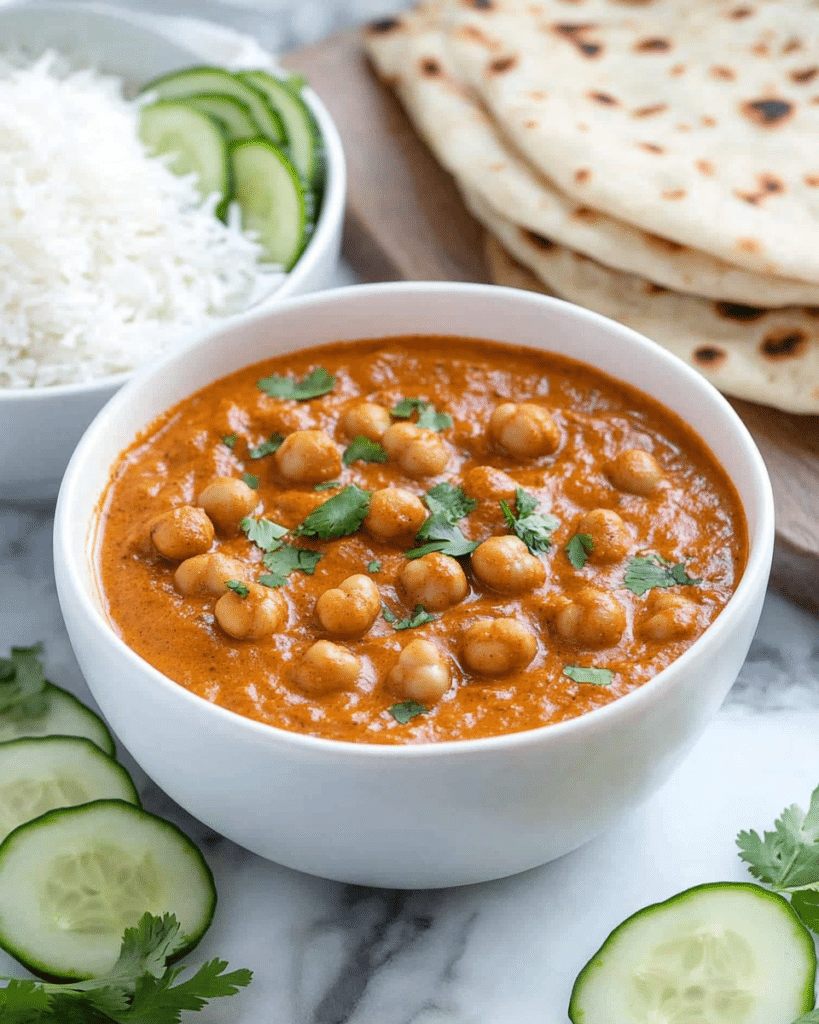 Toasted chickpeas dunked in creamy tomato authentic tikka sauce to make this easy restaurant-style healthy chickpea tikka masala.