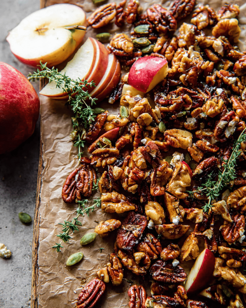 Healthy autumn recipe featuring an apple feta harvest salad