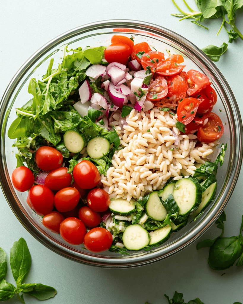 White Bean Spinach and Feta Orzo Salad