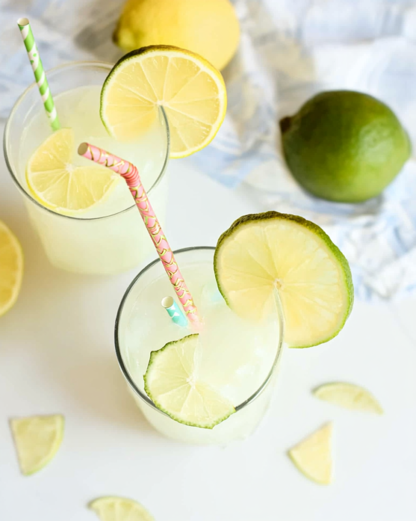 An overhead shot of the tasty Hydrating Citrus Coconut Refresher.