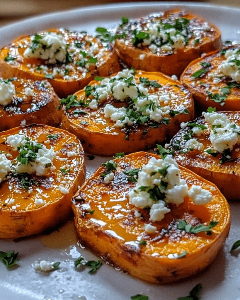 Roasted Sweet Potato Rounds with Honey Feta