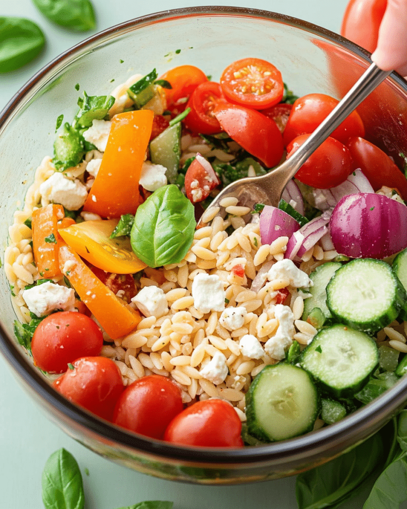 White Bean Spinach and Feta Orzo Salad