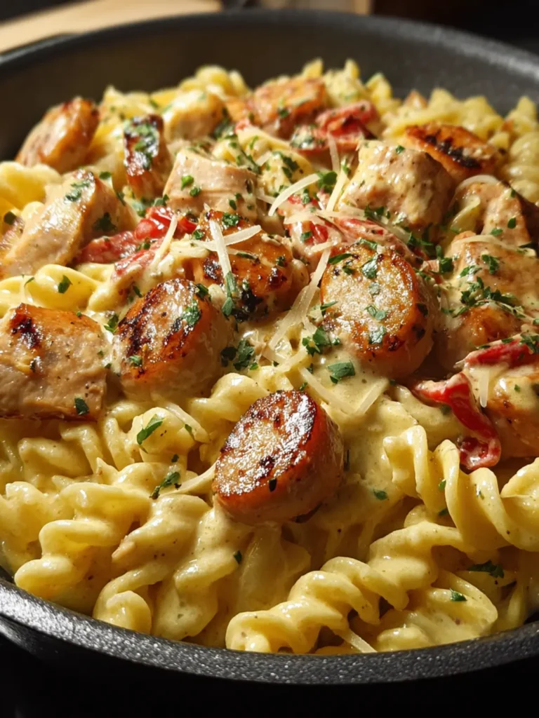 Creamy Pepper Jack Chicken and Sausage Pasta First Image