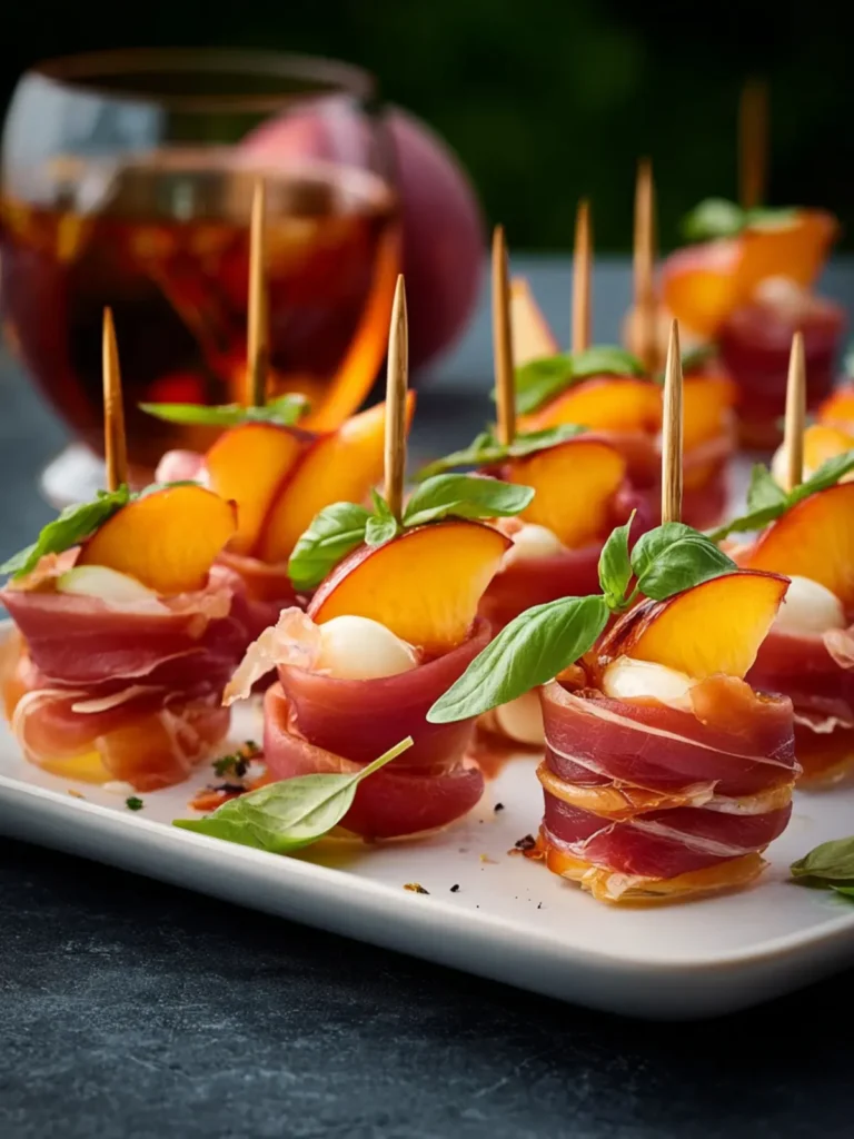 Elegant Prosciutto and Pickled Peach Appetizer Skewers Delight